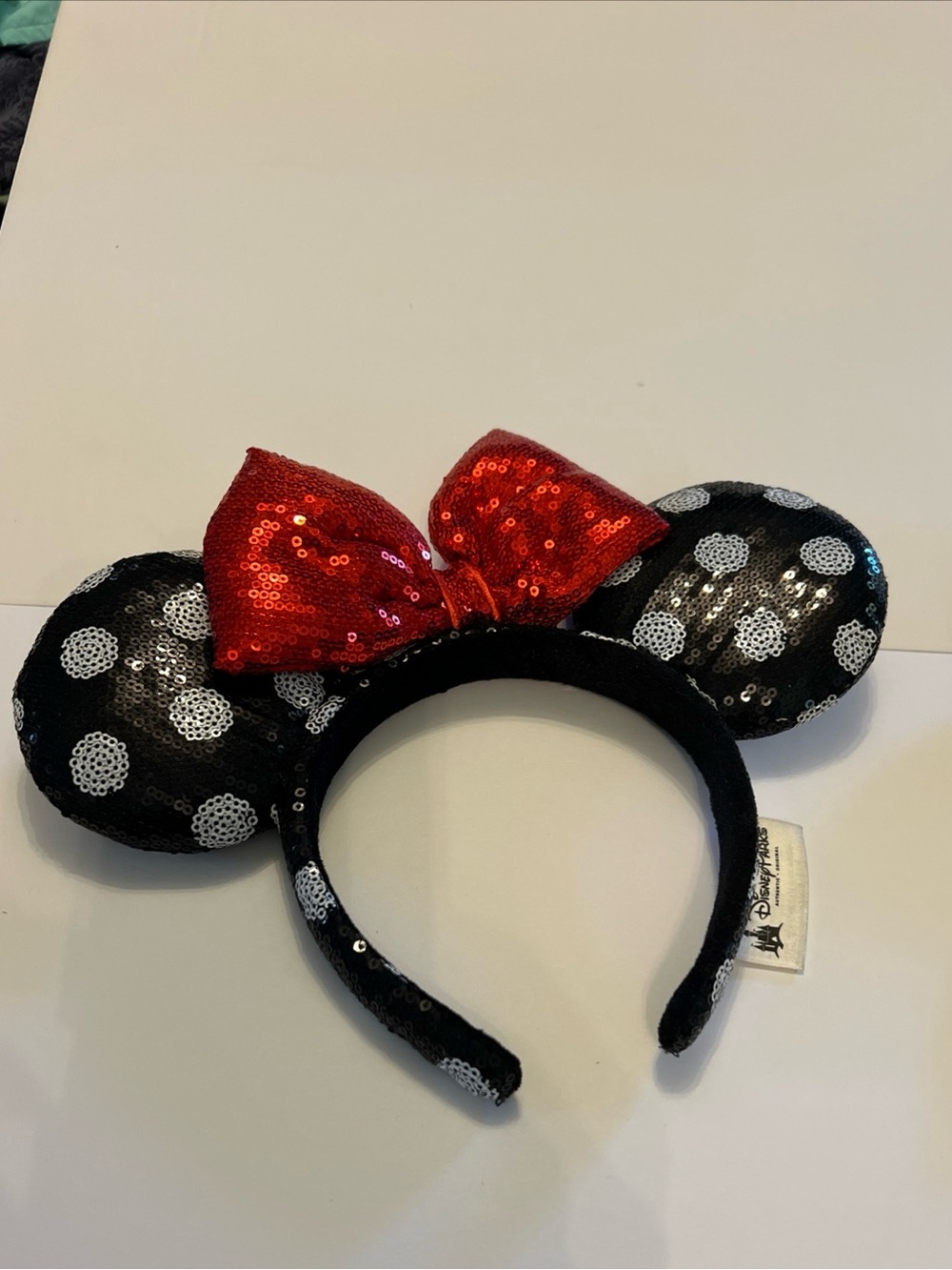 Disney Black and White Sequin Minnie Ears Headband